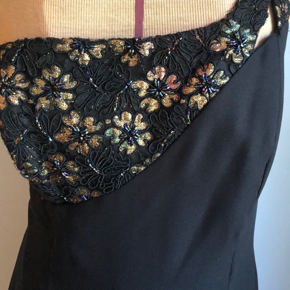 Paris line Black Long Formal Dress Single Shoulder - Picture 5 of 16